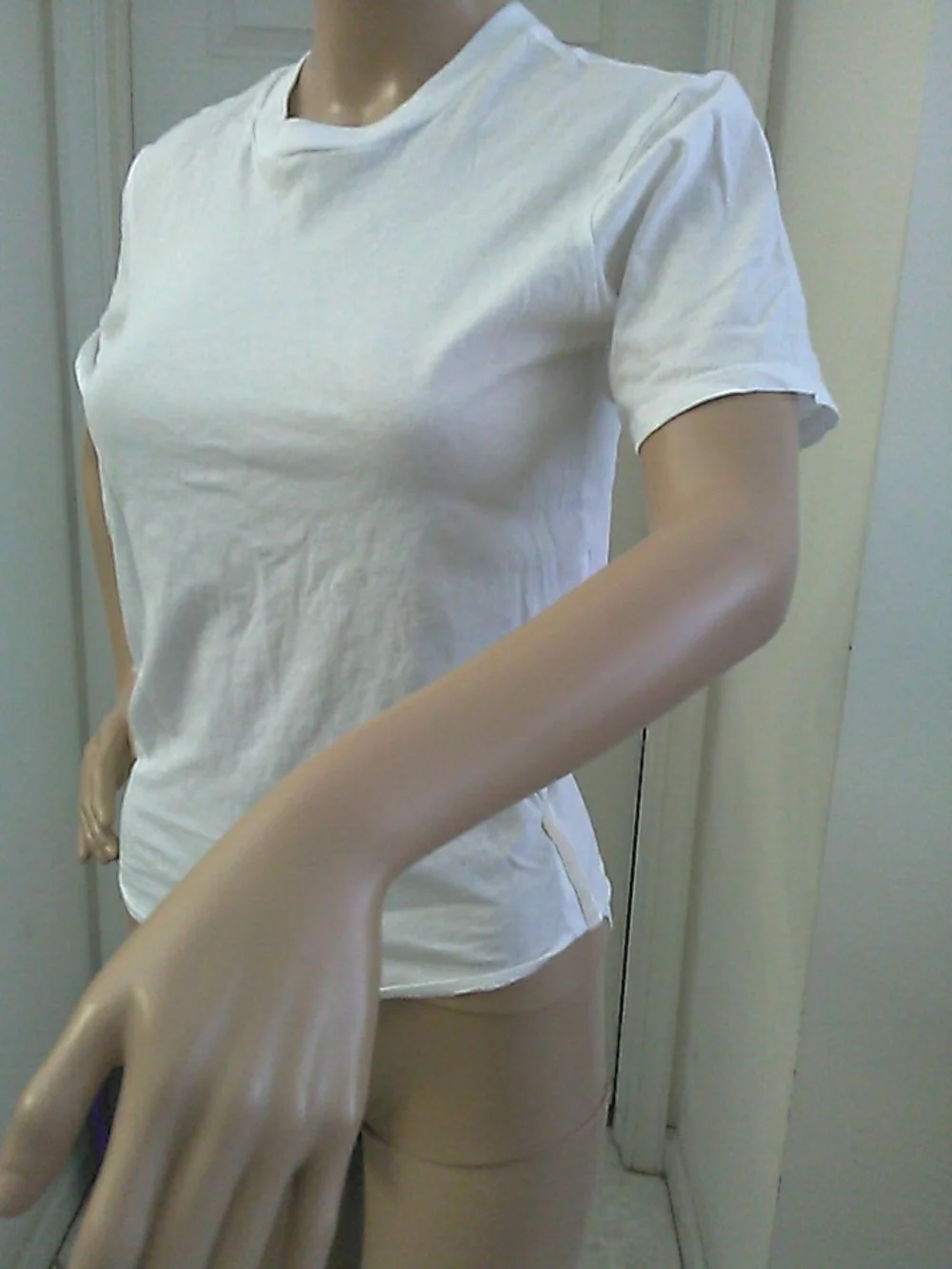 NWOT FREE PEOPLE BODYSUIT UNIQUE White Crewneck SZ.XS (SIDE CUT DIFF.)